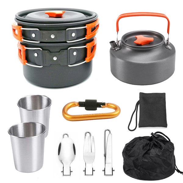 Portable Outdoor Camping Hiking Picnic Cookware Mess Kit