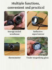 7 In 1 Survival Whistle Compass LED Outdoor Tool