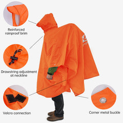 3 In 1 Waterproof Rain Poncho Outdoor Motorcycle Hiking